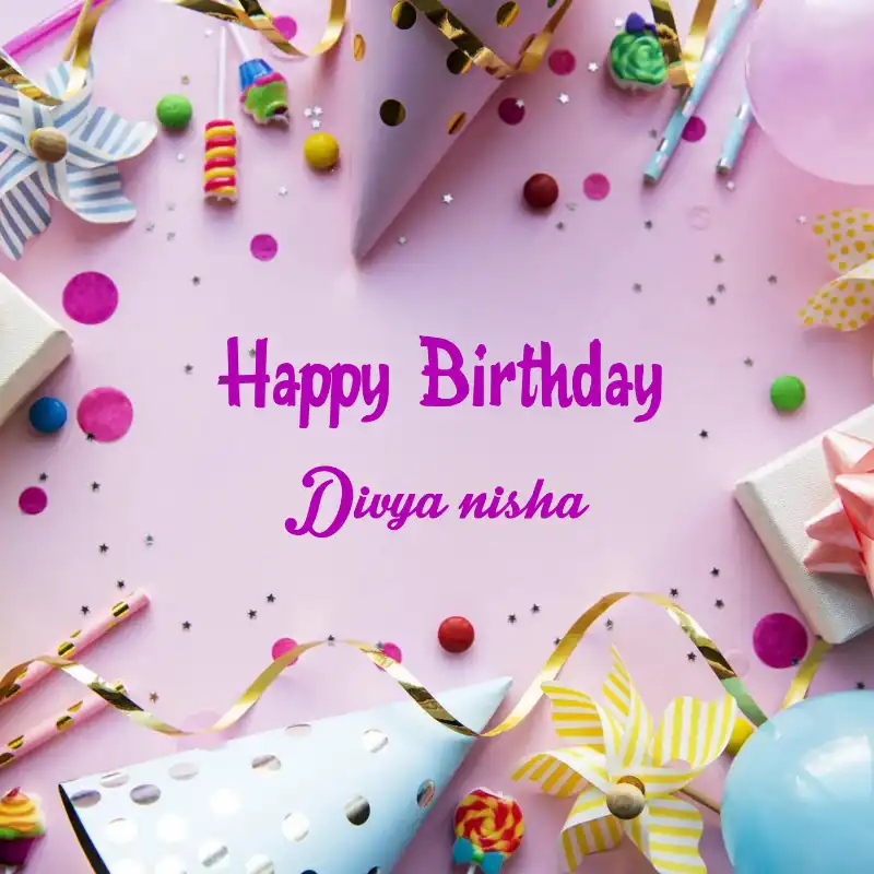 Happy Birthday Divya nisha Party Background Card